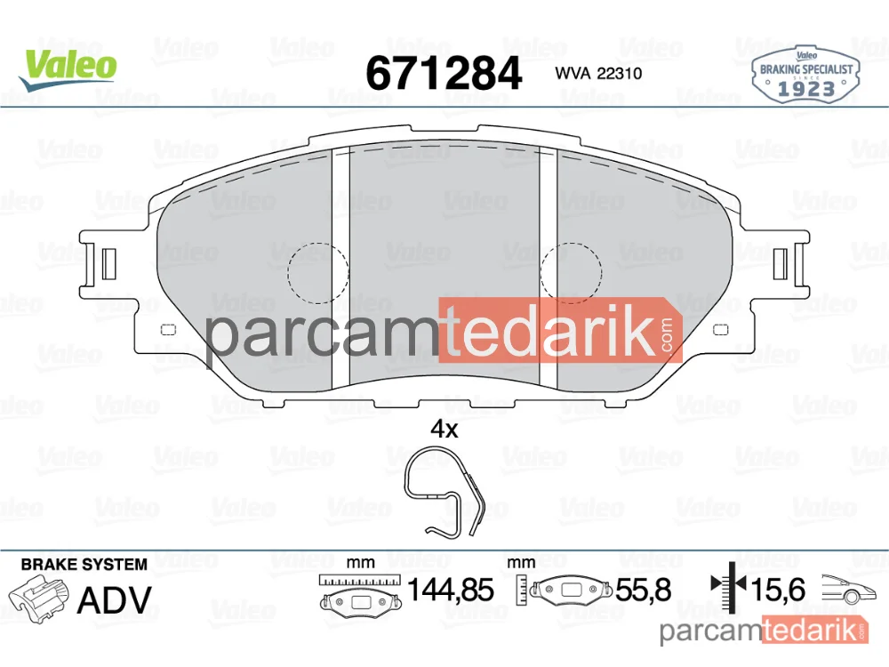 671284 | Fren Balatası — Toyota Fortuner, Toyota Hilux VII Pick-Up, Toyota Hilux VIII Pick-Up